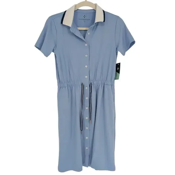 Tuckernuck Blue Sport Shirt Dress XS Golf Tennis Preppy Mini NWT Collared - Picture 2 of 6